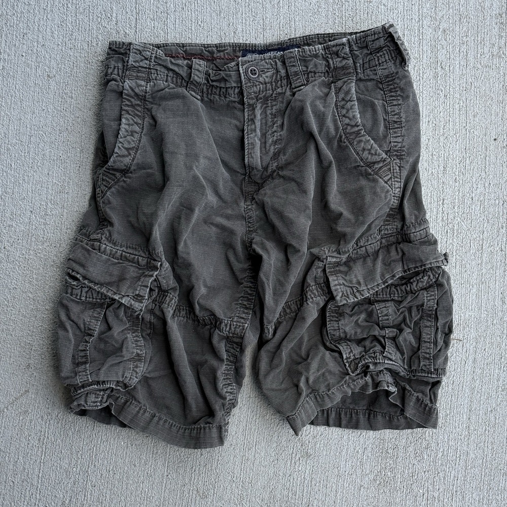 American Eagle Outfitters Cargo Shorts Men's 32 Gray Military Distressed - Picture 1 of 10